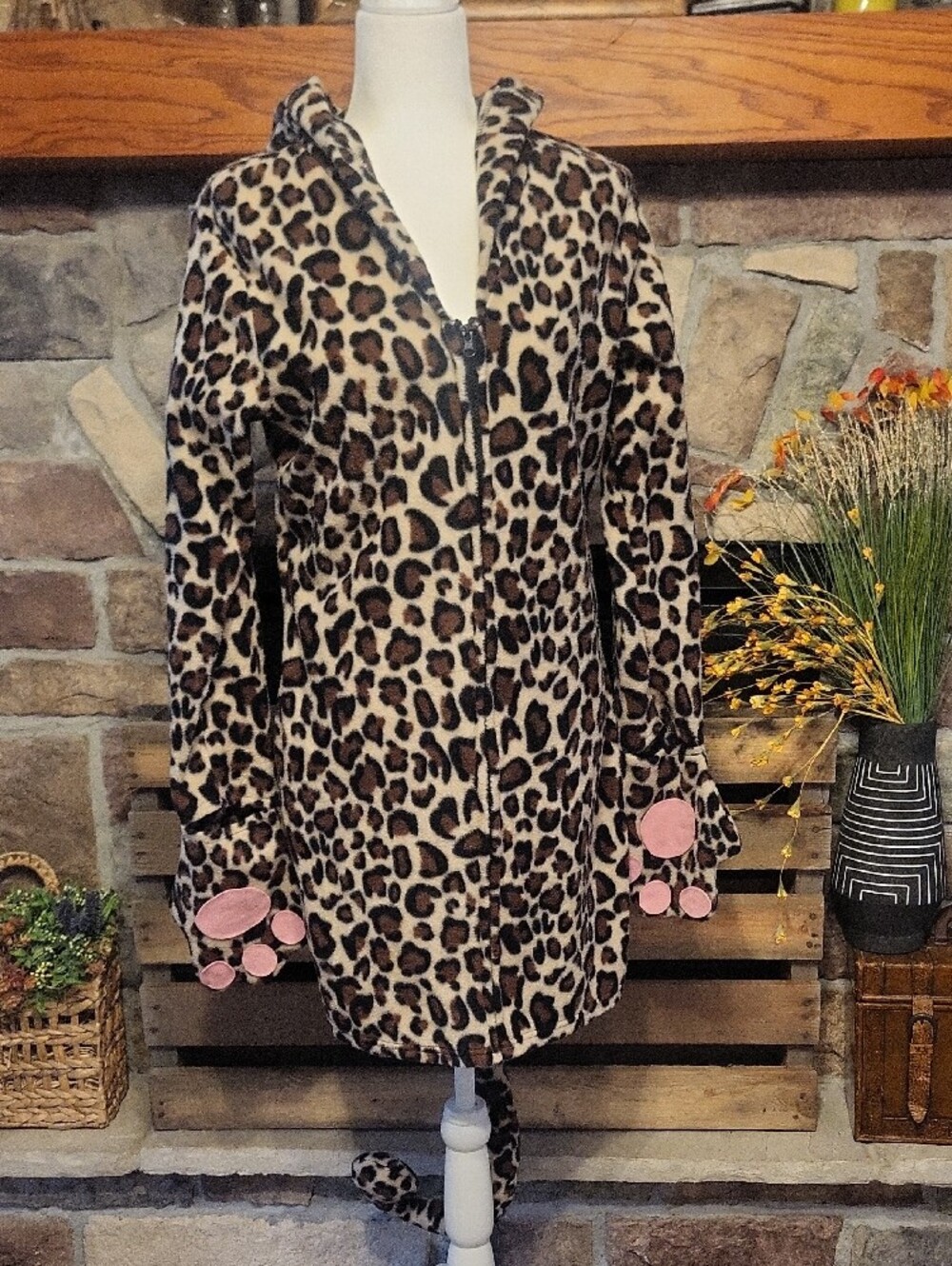 Leg Avenue Leopard-Print Hooded Cat Costume in Brown and Pink - Picture 7 of 13